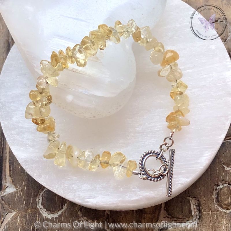 Citrine Chip Bracelet With Silver Toggle Clasp